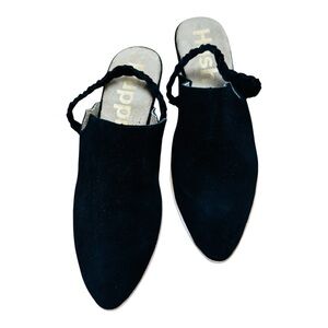 Hush Puppies Black Mules with Pointed Toe and Strap